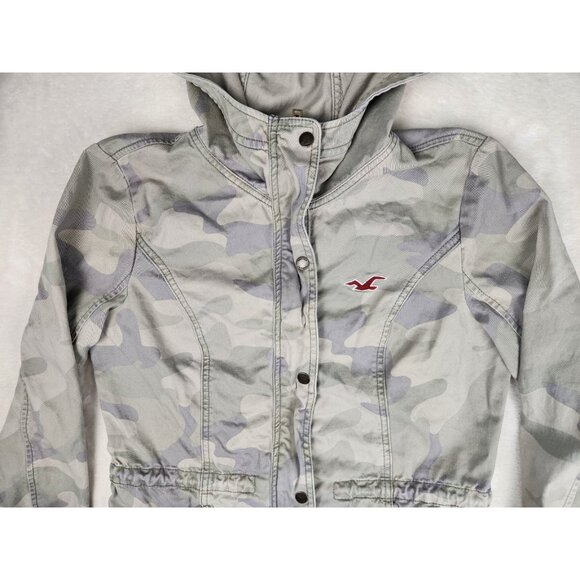 Hollister Womens Camo Utility Jacket Size Large Front Pockets & Button Detail - Picture 3 of 15